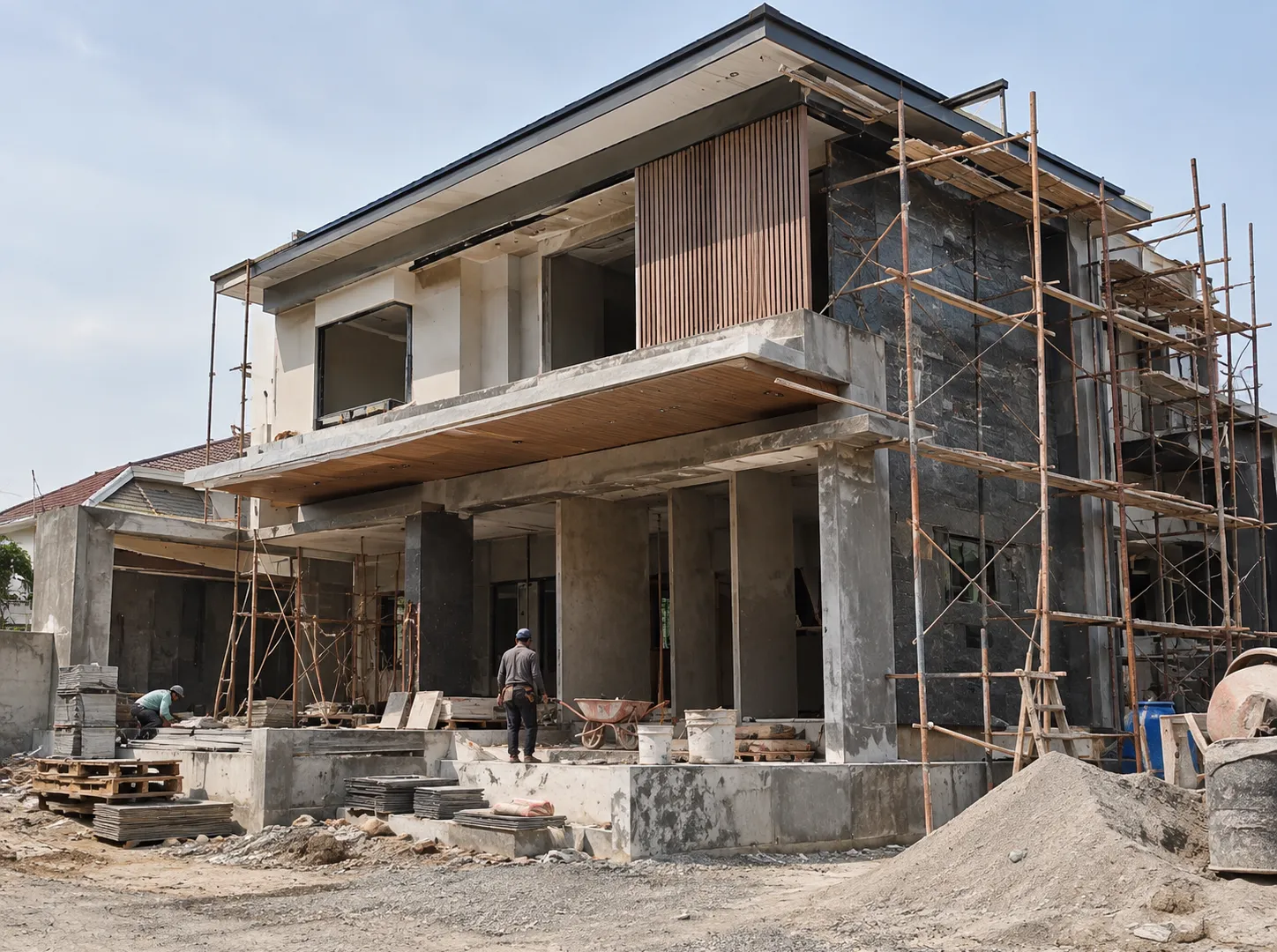 Proses konstruksi oleh tim Sumber Bukit Jaya